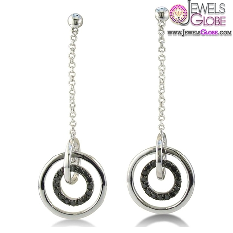 Sterling Silver Black Diamond Dangle Earrings