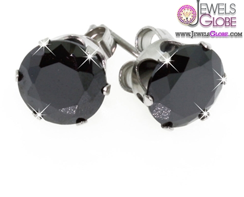 Sterling Silver Black Diamond Stud Earrings Designs for Women