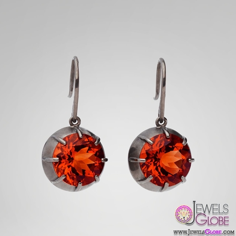 Veneta drop earrings with hand cut madeira citrine red gemstone