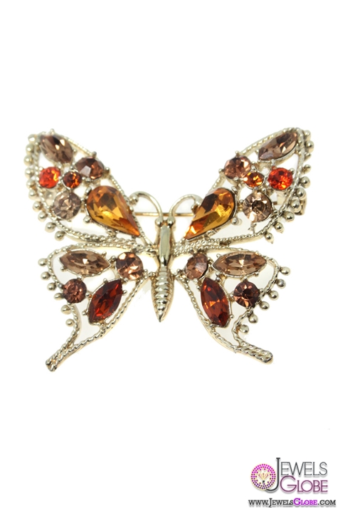 Vintage Exquisite butterfly brooch gold and gemstone animal brooch