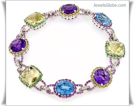 agdam diamond gemstone multi white gold gemstone bracelet celebrity design