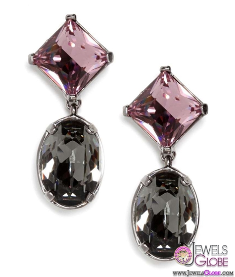 black and red gemstone drop earrings