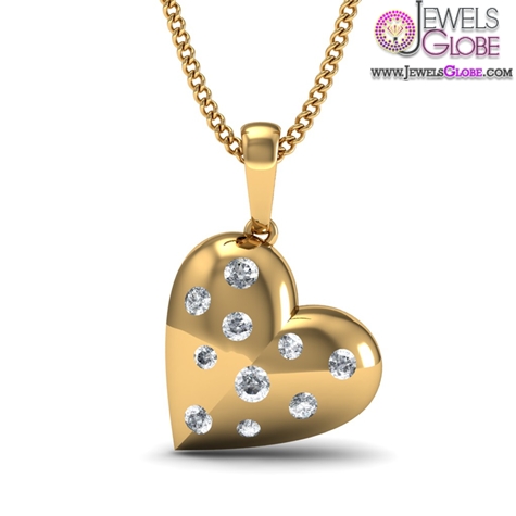 diamond heart with 18kt yellow gold pendent for women