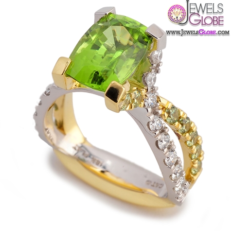 green emerald colored gemstone engagement rings