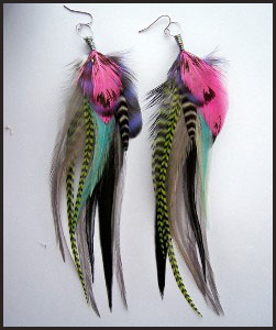 hot pink super long feather earring