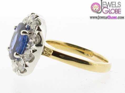 light blue sapphire engagement rings with diamonds in Yellow Gold