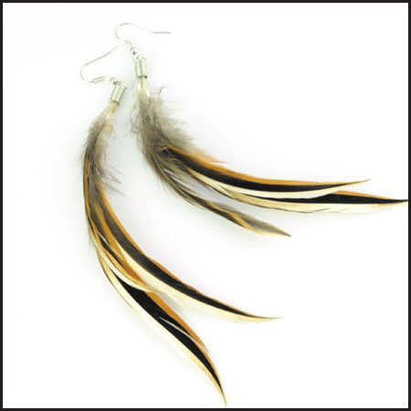 long feather earrings many colors