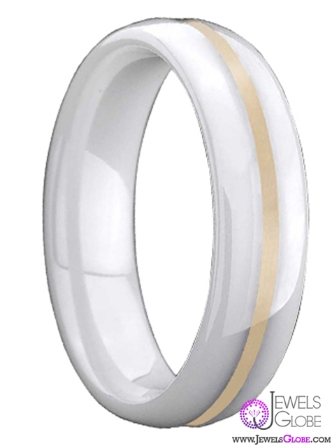 men's white ceramic wedding bands with yellow gold