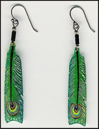 peacock long feather earrings with quality great colours