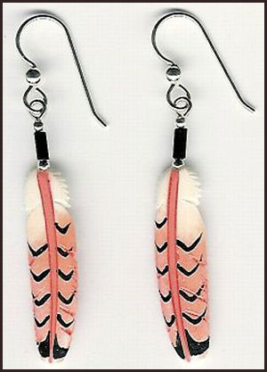red tail hawk long feather earrings