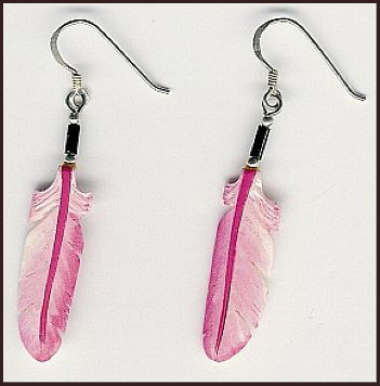 spoonbill roseate bone feather earrings