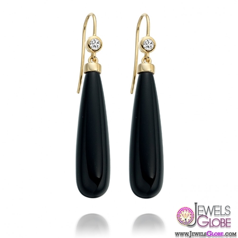 stylish gemstone earrings that feature a black onyx drop