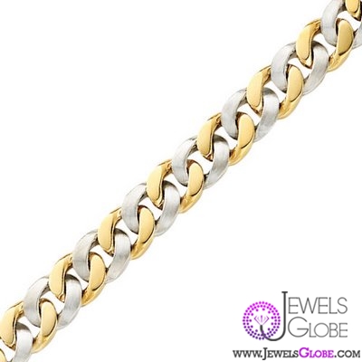 two tone gold link chain bracelet