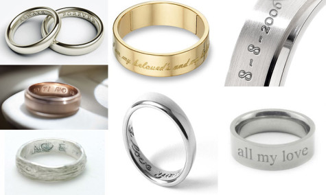 wedding rings with names engraved